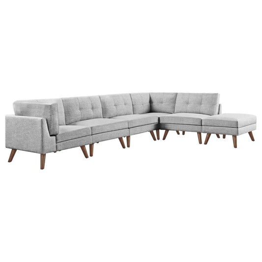 Churchill 6-piece Upholstered Modular Tufted Sectional Grey and Walnut 551301-SET