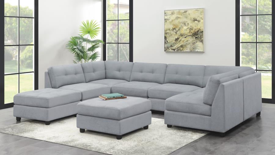 Claude 7-piece Upholstered Modular Tufted Sectional Dove 551004-SETA