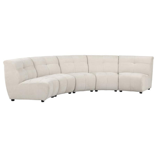 Charlotte 5-piece Upholstered Curved Modular Sectional Sofa Ivory 551300-S5