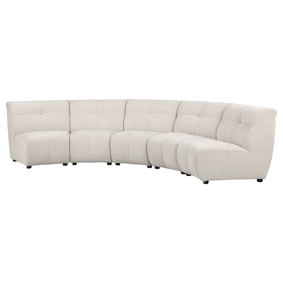 Charlotte 5-piece Upholstered Curved Modular Sectional Sofa Ivory 551300-S5