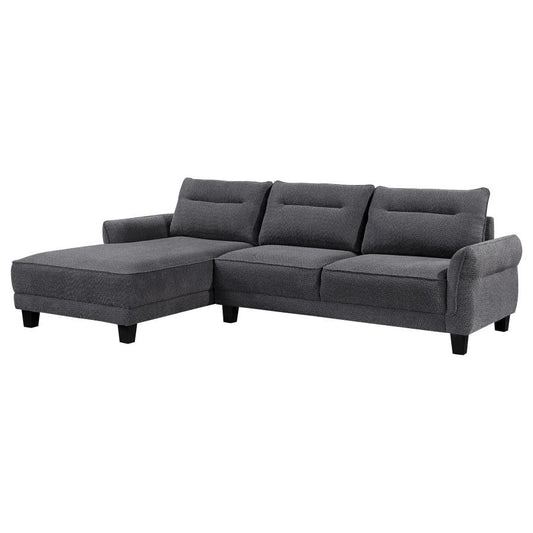 Caspian Upholstered Curved Arms Sectional Sofa Grey 509540