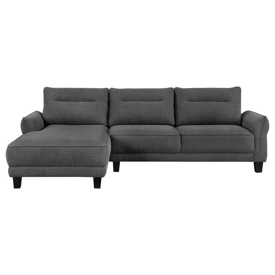 Caspian Upholstered Curved Arms Sectional Sofa Grey 509540