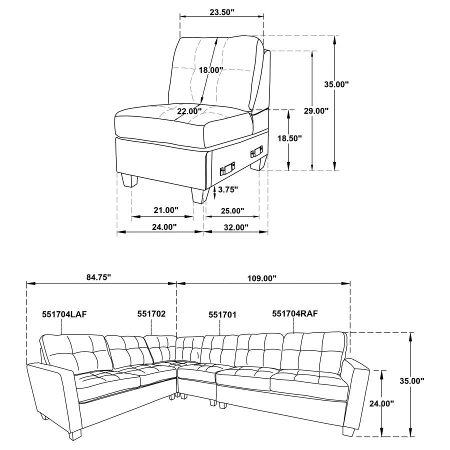 Georgina 4-piece Upholstered Modular Sectional Sofa Steel Beige 551705-SET