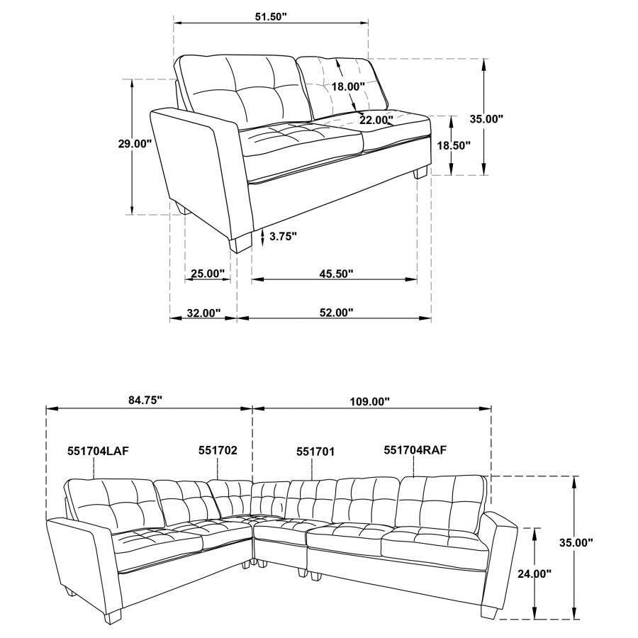 Georgina 4-piece Upholstered Modular Sectional Sofa Steel Beige 551705-SET