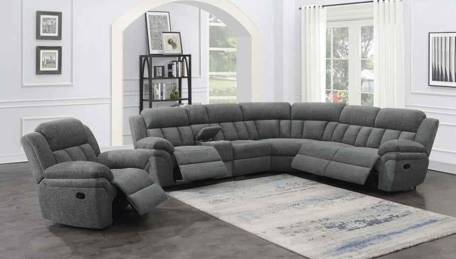 Bahrain 6-piece Upholstered Motion Sectional Charcoal 609540