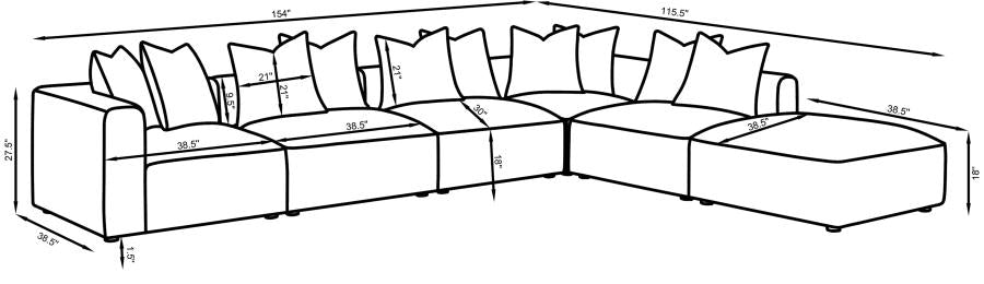 Jennifer 6-piece Upholstered Modular Sectional Terracotta 551591-SET