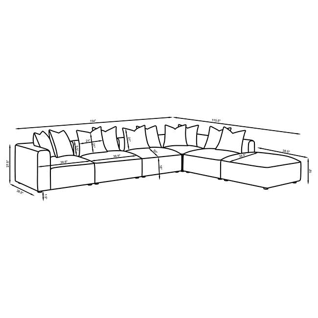 Jennifer 6-piece Tight Seat Modular Sectional Grey 551594-SET