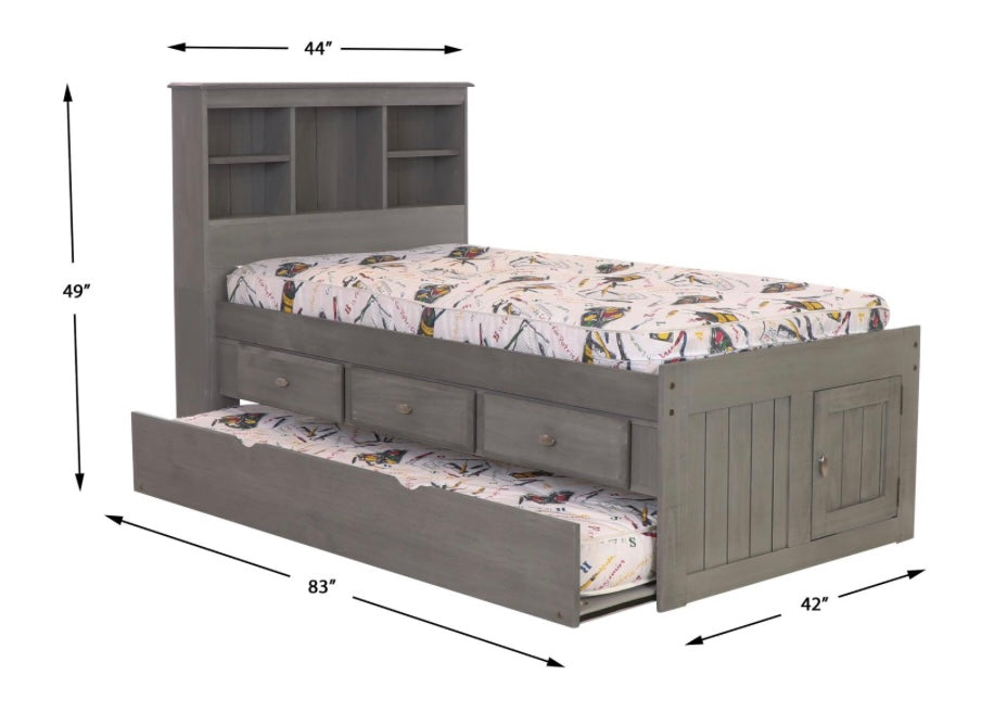 Twin Bookcase Bed w/ 3 Drawers & Trundle 3220-K3