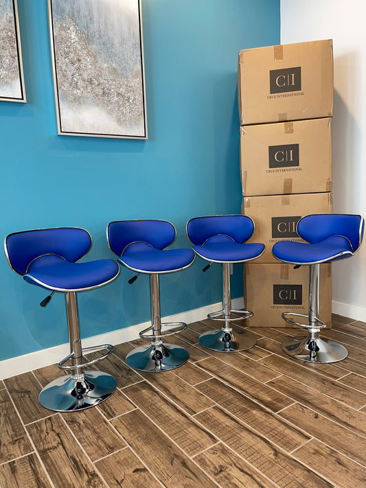 4 Blue Bar Stools