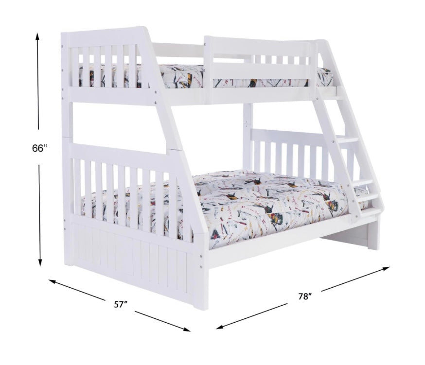 Twin/Full Bunk Bed White 0219