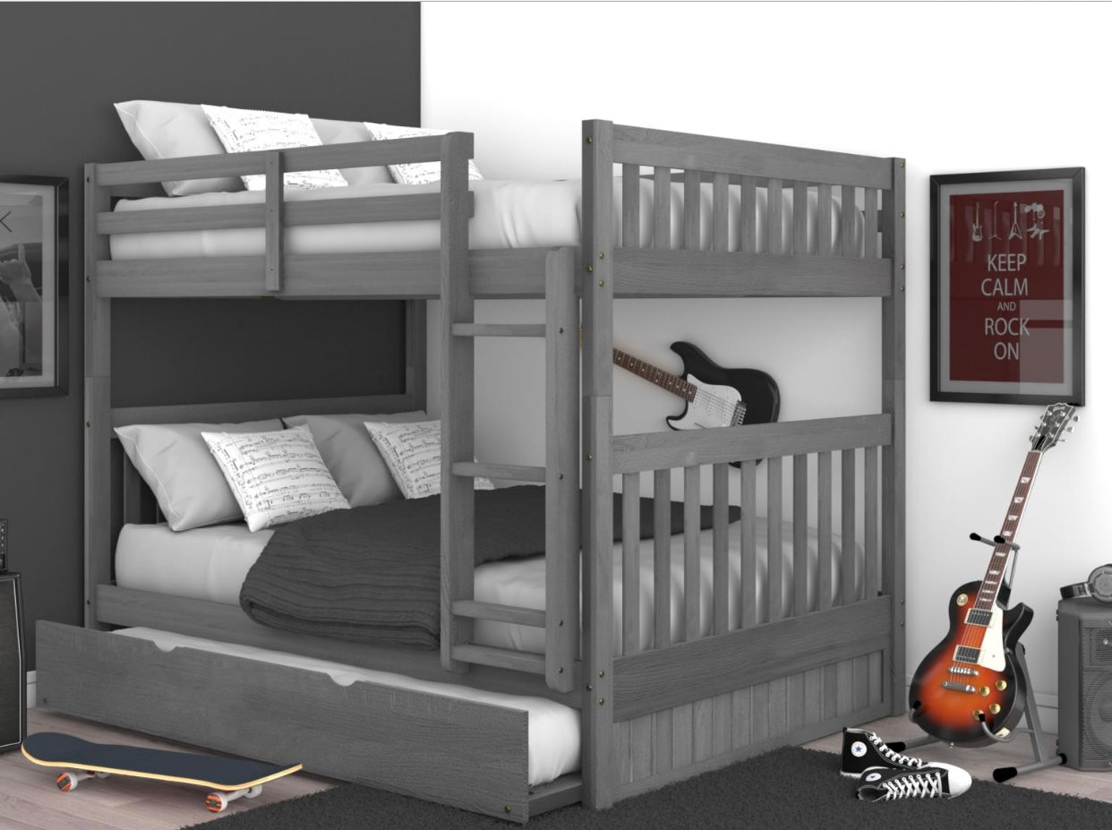 KD Full/Full Bunk Bed w/ Trundle Charcoal 83215R-TRUND