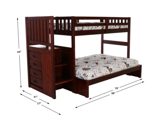 Twin/Full Staircase Bunk Bed Merlot 2814-T/F