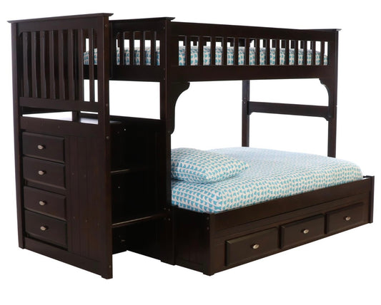 Twin over Full Stairbed Bunk Bed with 3 Drawers 2914-T/F-K3