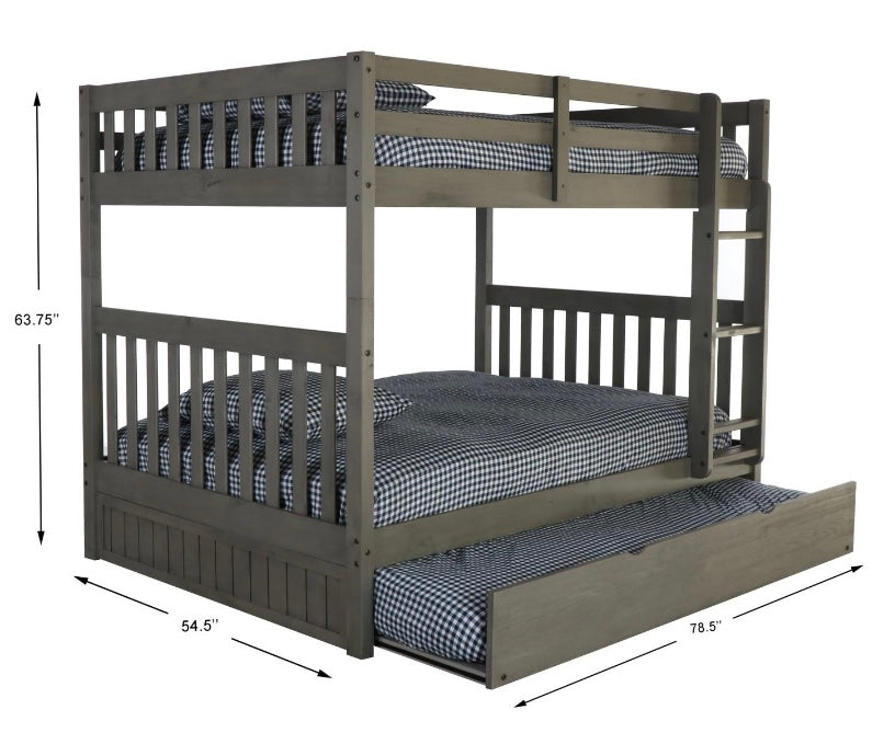 KD Full/Full Bunk Bed w/ Trundle Charcoal 83215R-TRUND