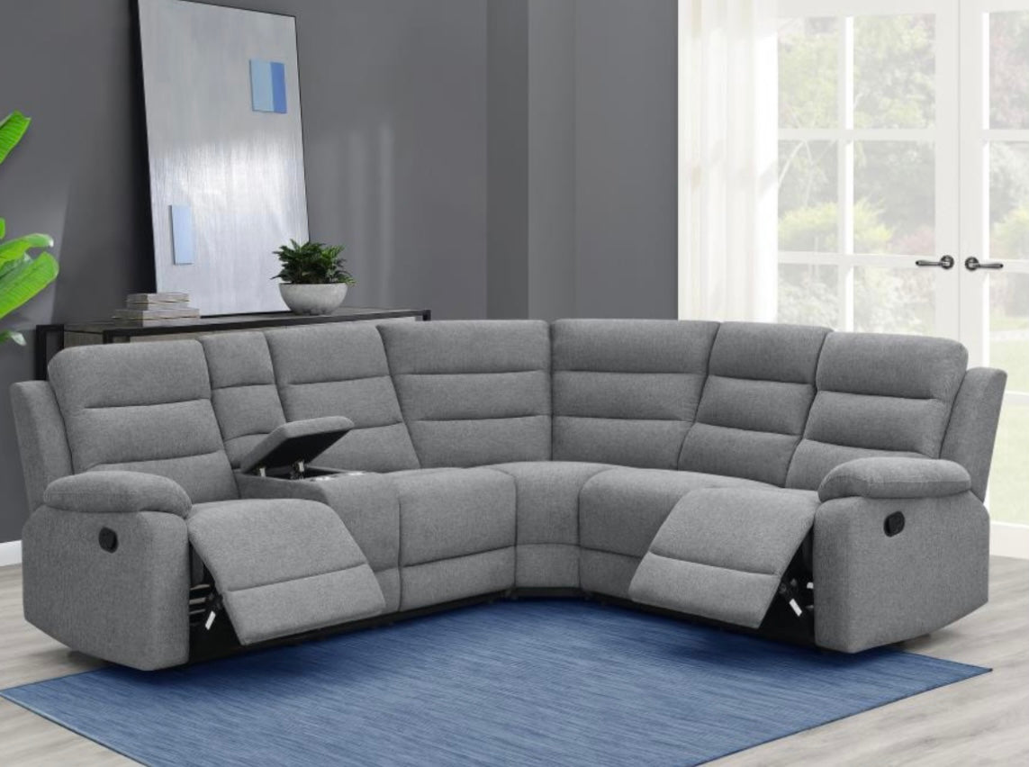 David 3-piece Upholstered Motion Sectional with Pillow Arms Smoke 609620