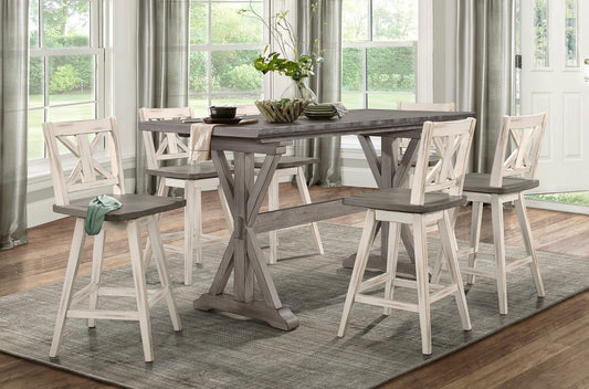 7 PCS Dining Table Set Amsonia Collection 5602-24WT