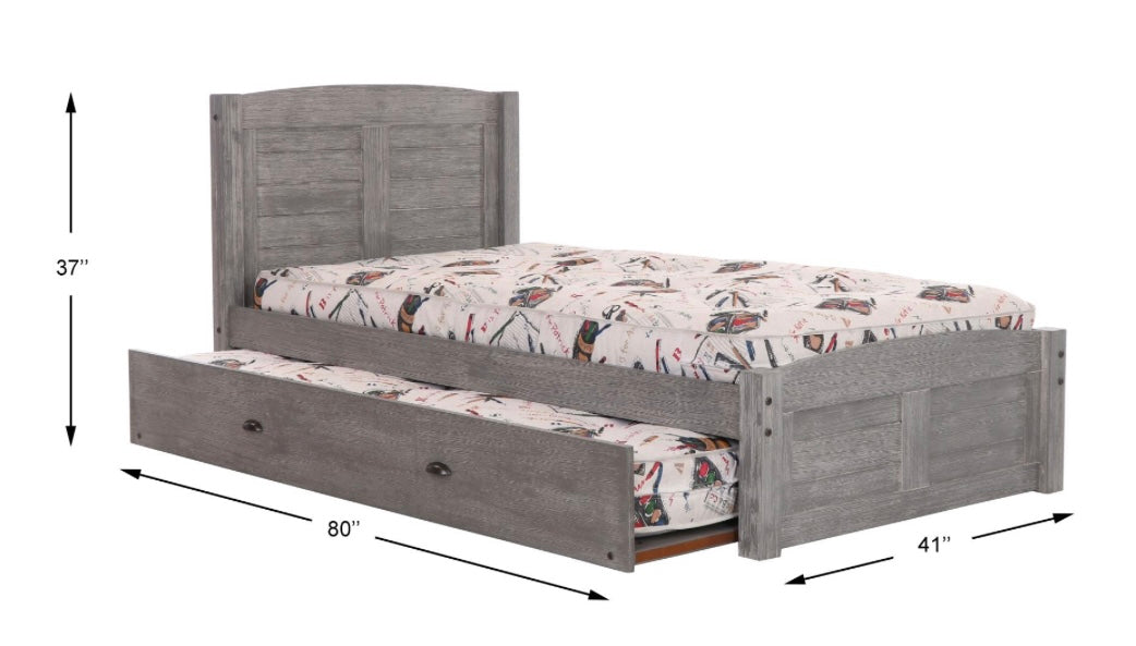 Revised Twin Platform Bed w/ Trundle Gray 4230R-TRUND