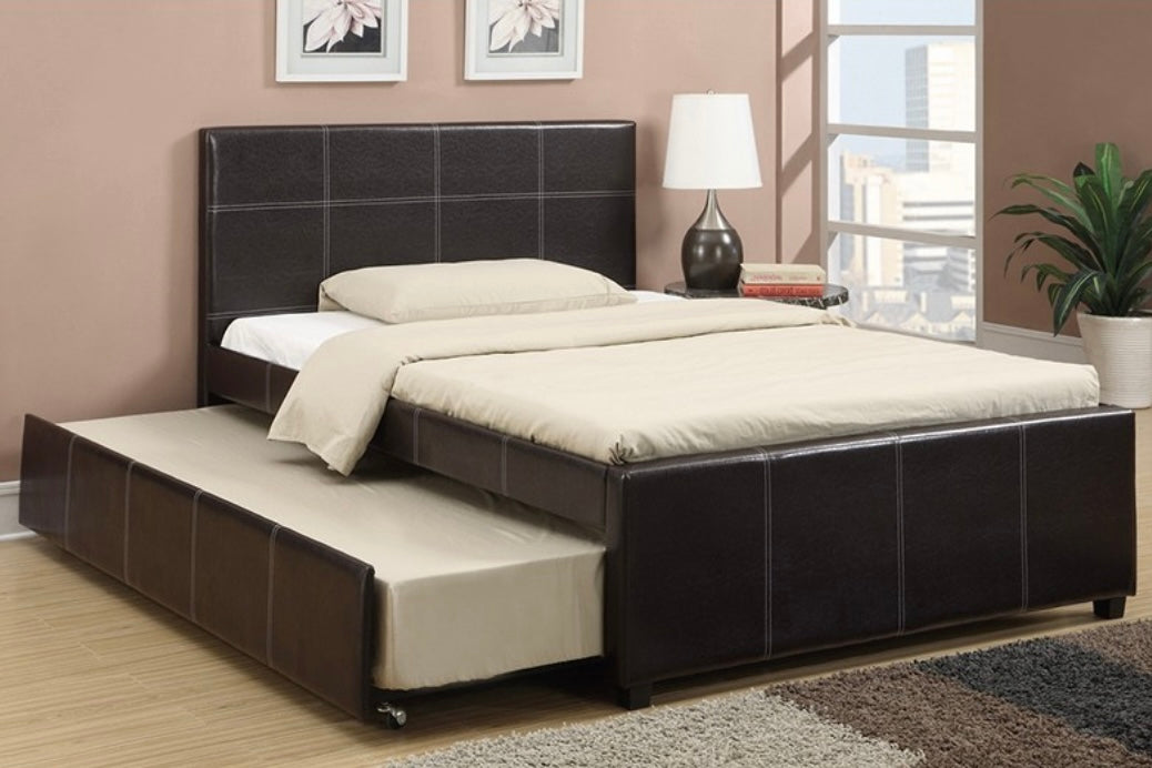 CAMA COMPLETA MARROM+TWIN TRUNDLE C/ SLATS F9214F