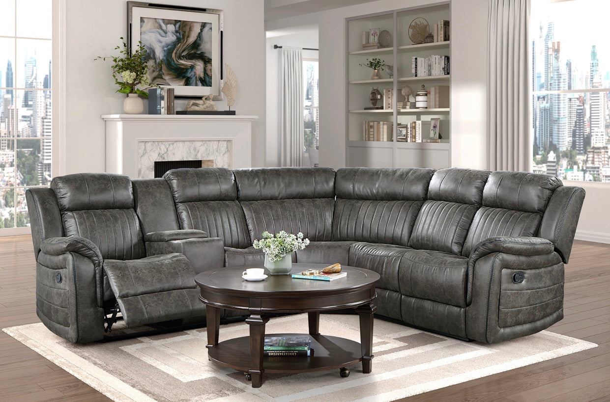 Recliner Sectional Seating-Centeroak Collection 9479BRG-SC – Cruz ...