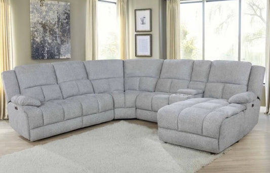 Belize 6-piece Pillow Top Arm Power Sectional Grey 602560P